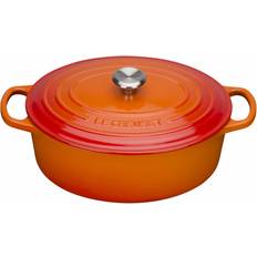 Gusseisen Töpfe Le Creuset Volcanic Signature Cast Iron Oval med lock 6.3 L