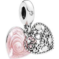 Pandora Love Makes a Family Pendant Charm - Silver/Pink/Transparent