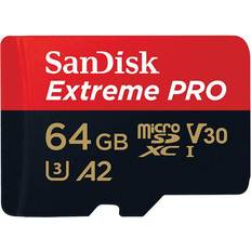 Memory Cards SanDisk Extreme Pro microSDXC Class 10 UHS-I U3 V30 A2 170/90MB/s 64GB +Adapter