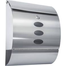 Postkasser & Stolper tectake Stainless steel round mailbox with newspaper tube