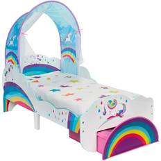 Multifargete Barnesenger Hello Home Unicorn & Rainbow Toddler Bed with Light up Canopy & Storage Drawer 77x142cm