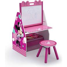 Delta Children Minnie Mouse Deluxe Kids Art Table Easel Desk Stool Toy Organizer