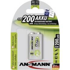 9V (6LR61) Batterien & Akkus Ansmann NiMH 200mAh MaxE Compatible