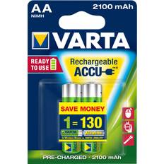 Batterier - Oppladbare standardbatterier Batterier & Ladere Varta Accu AA 2100mAh 2-pack