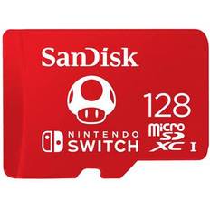 128 GB Minnekort på salg SanDisk Nintendo Switch Red microSDXC Class 10 UHS-I U3 100/90MB/s 128GB