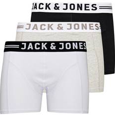 Grau Unterwäsche Jack & Jones Trunks 3-pack - White/Light Grey Melange