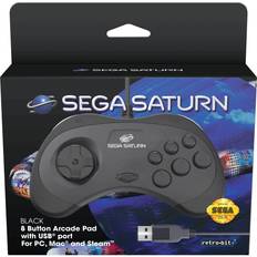 Steam Deck Game Controllers Retro-Bit Sega Saturn USB Controller - Black