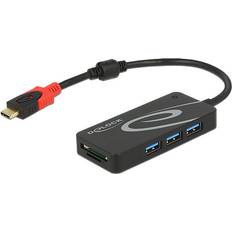 MiniSDHC Speicherkartenleser DeLock USB-C Card Reader for microSDXC/SDXC with USB Hub (62900)