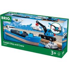 Holzspielzeug Ergänzungen für Eisenbahnen BRIO Freight Ship & Crane 33534