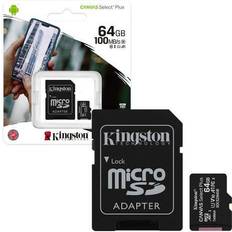 64 GB Minnekort & minnepenner Kingston Canvas Select Plus microSDXC Class 10 UHS-I U1 V10 A1 100MB/s 64GB +Adapter