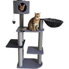 Rosewood Charcoal Felt Cat Triple Tower
