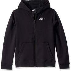 Schwarz Oberteile Nike Kid's Sportswear Club Full Zip Hoodie - Black/Black/White (BV3699-010)