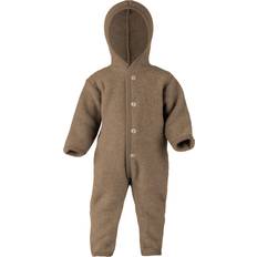 Wolle Kinderbekleidung ENGEL Natur Fleece Baby Jumpsuit - Walnut Brown