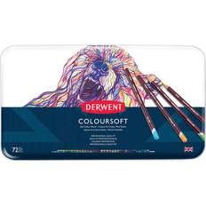 Blå Fargeblyanter Derwent Coloursoft Pencil Metal Tin 72 Count