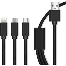Iphone ladekabel Kabler USB A-Lightning/USB B Micro/USB C 1m