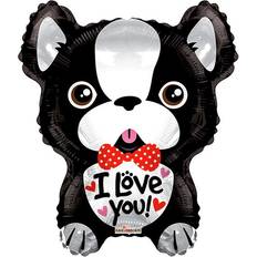 Dyre - og figurballonger Hisab Joker Foil Ballon French Bulldog I Love You Black 6-pack