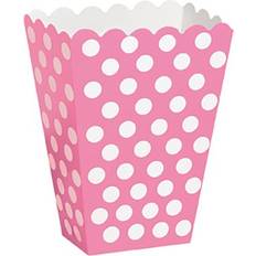 Unique Party Popcorn Box Pink/White 8-pack