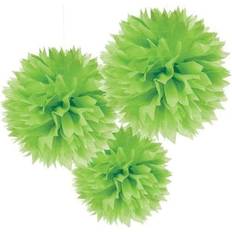 Amscan Pom Pom Fluffy Green 3-pack