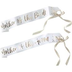 Ginger Ray Sash Mother of The Bride and Groom White/Gold 2-pack