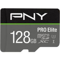 128 GB Minnekort på salg PNY Pro Elite microSDXC Class 10 UHS-I U3 V30 A1 100/90MB/s 128GB +Adapter