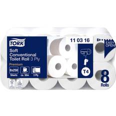Reinigungsgeräte & -mittel Tork Premium Soft Conventional T4 3-Ply Toilet Paper 8-pack