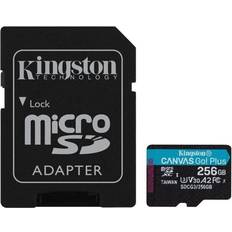 256 GB Minnekort Kingston Canvas Go! Plus microSDXC Class 10 UHS-I U3 V30 A2 170/90MB/s 256GB +Adapter