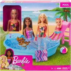 Barbie Lekesett Barbie Blonde Doll Pool Playset with Slide & Accessories