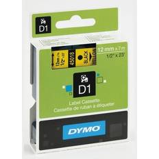 Merkemaskiner & Etiketter Dymo Label Cassette D1 Black on Yellow 1.2cmx7m