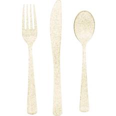 Gold Disposable Flatware Unique Party Cutlery Glitter Gold 18-pack