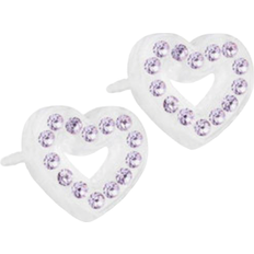 Blomdahl Brilliance Heart Hollow Earrings - White/Violet