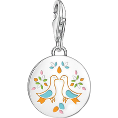 Thomas Sabo Mexican Disc Doves Charm Pendant - Silver/Multicolour