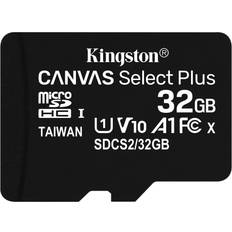 Minnekort på salg Kingston Canvas Select Plus microSDHC Class 10 UHS-I U1 V10 A1 100MB/s 32GB