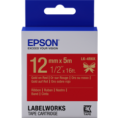 Epson LabelWorks Gold on Red