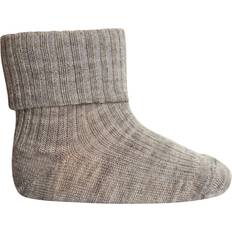 Sokker mp Denmark Ankle Wool Rib Turn Down - Brown Melange (589-202)