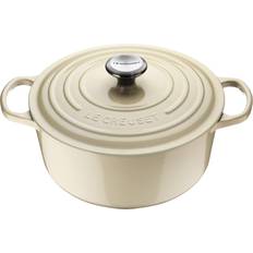Le creuset signature cast iron 22cm round casserole Cookware Le Creuset Creme Signature Round with lid 3.3 L 22 cm