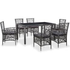Rattan garden table and 6 chairs Patio Furniture vidaXL 45993 Patio Dining Set, 1 Table inkcl. 6 Chairs