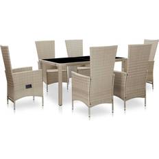 Rattan garden table and 6 chairs Patio Furniture vidaXL 46040 Patio Dining Set, 1 Table inkcl. 6 Chairs