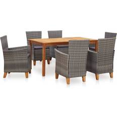 Rattan garden table and 6 chairs vidaXL 46001 Patio Dining Set, 1 Table incl. 6 Chairs