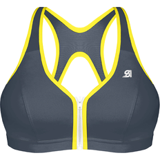 Shock Absorber Active Zipped Plunge Sports Bra - Grey/Yellow