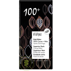 Schokolade Vivani Superior Dark 100+ with Cocoa Nibs 80g