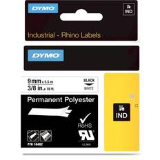 Dymo Labeling Tapes Dymo Rhino Permanent Polyester Black on White 0.4"x18ft