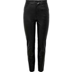 Only Klær Only Emily Faux Leather Trousers - Black/Black