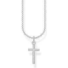 Damen Halsketten Thomas Sabo Cross Pavé Necklace - Silver/White