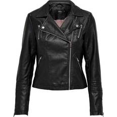 Viskose Jacken Only Gemma Biker Faux Leather Jacket - Black