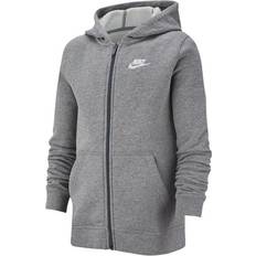 Treningsklær Hettegensere Nike Older Kid's Sportswear Club Full-Zip Hoodie - Carbon Heather/Smoke Grey/White (BV3699-091)