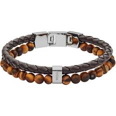 Brun Smykker Fossil Leather Bracelet - Black/Brown