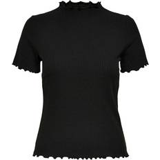 Dame - Høy krage T-skjorter & Singleter Only High Neck Short Sleeved Top - Black/Black