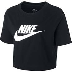 Damen T-Shirts & Tanktops Nike Women's Sportswear Essential Cropped T-shirt - Black/White