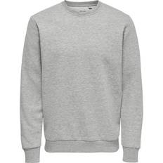 Only & Sons Solid Colored Sweatshirt - Grey/Light Grey Melange