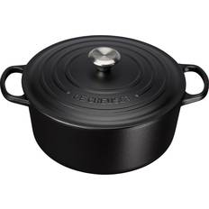 Le creuset signature cast iron 22cm round casserole Cookware Le Creuset Satin Black Signature Cast Iron Round with lid 3.3 L 22 cm